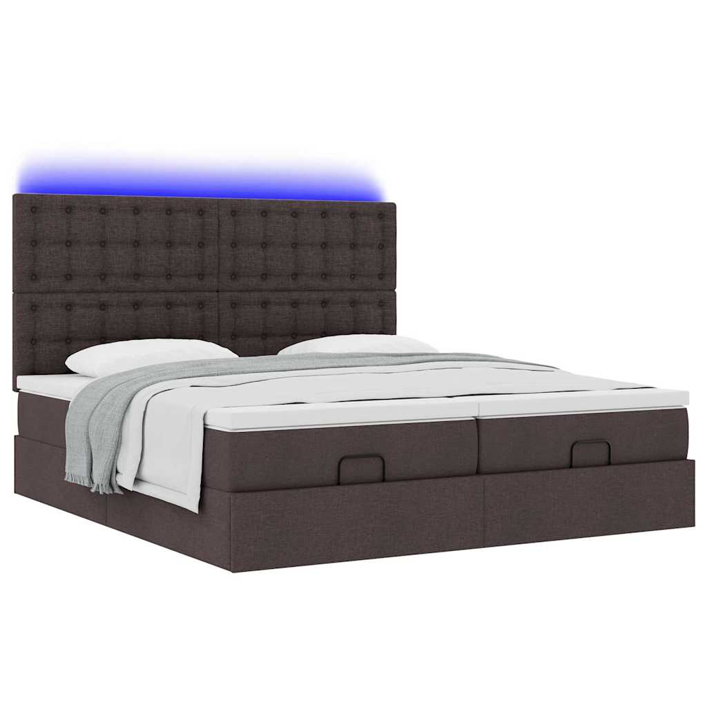 Cadre de lit ottoman avec matelas marron foncé 180x200 cm tissu - XIOS