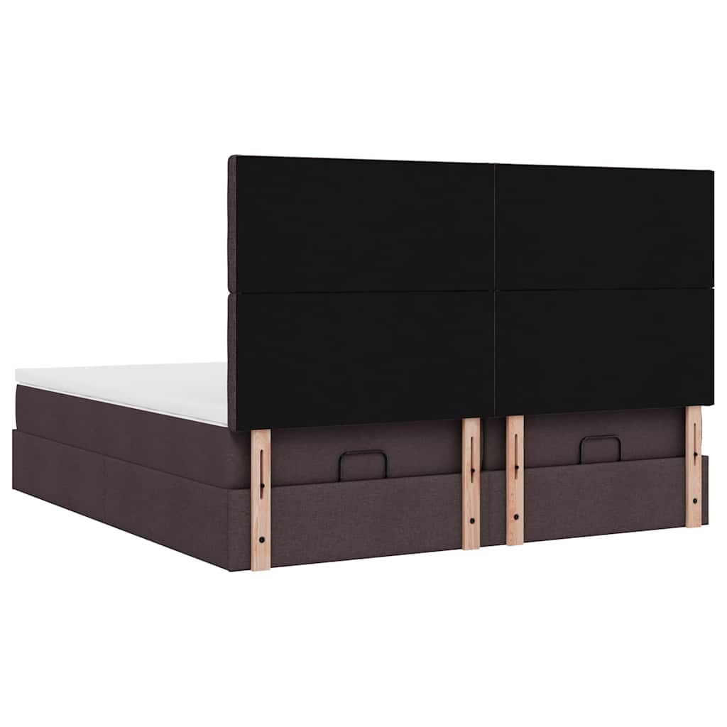 Cadre de lit ottoman avec matelas marron foncé 180x200 cm tissu - XIOS