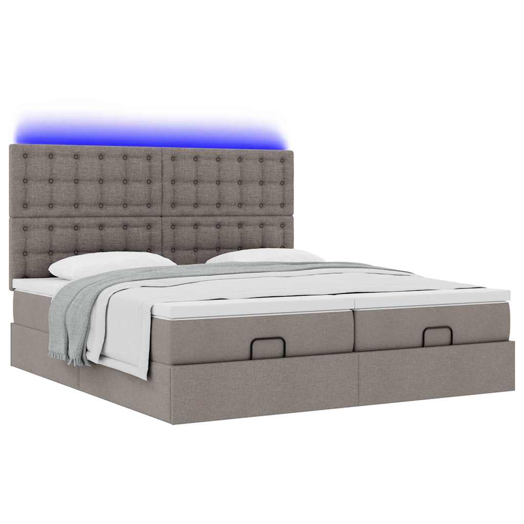 Cadre de lit ottoman avec matelas taupe 180x200 cm tissu - XIOS
