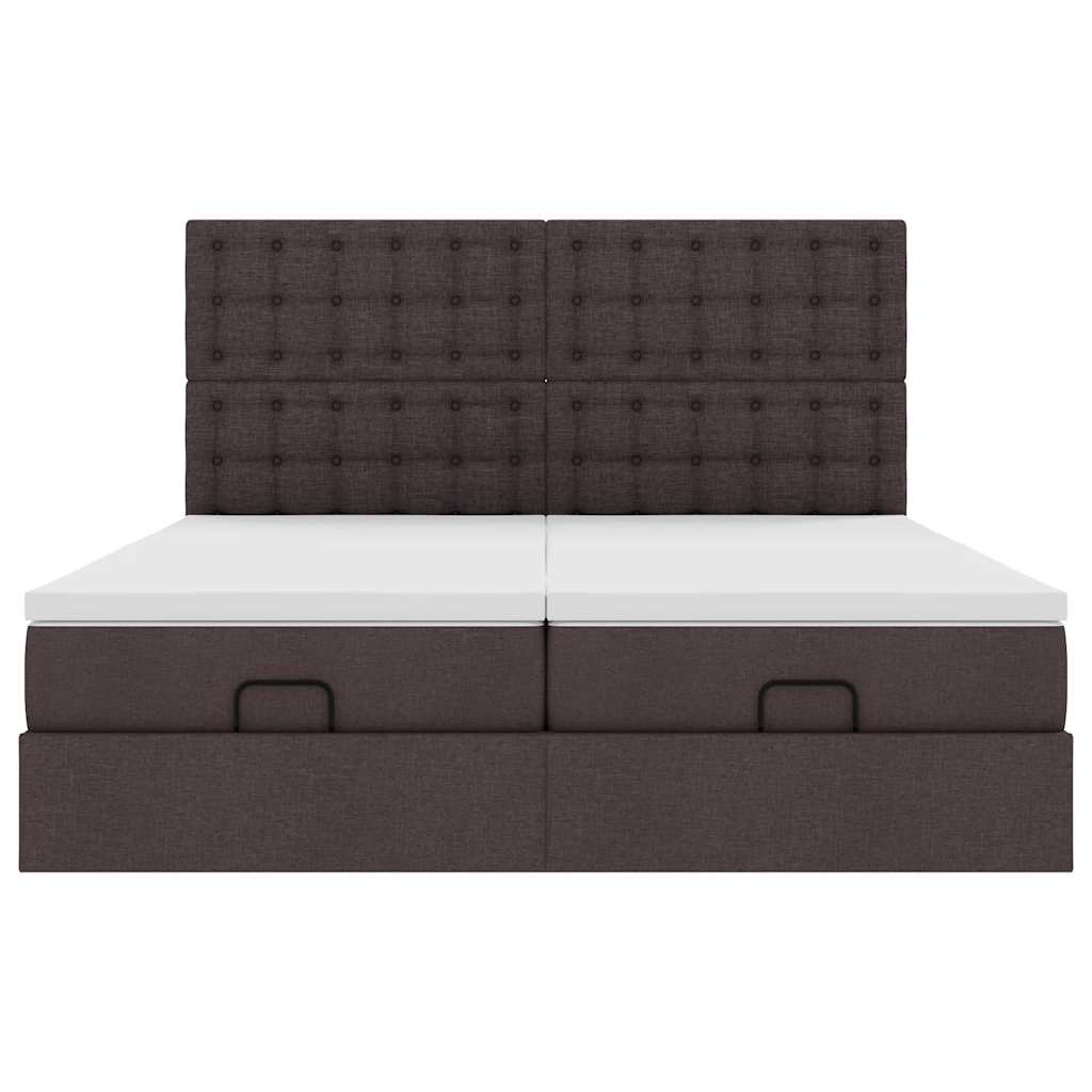 Cadre de lit ottoman avec matelas marron foncé 200x200 cm tissu - XIOS