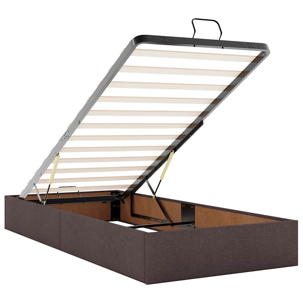 Cadre de lit ottoman avec matelas marron foncé 200x200 cm tissu - XIOS