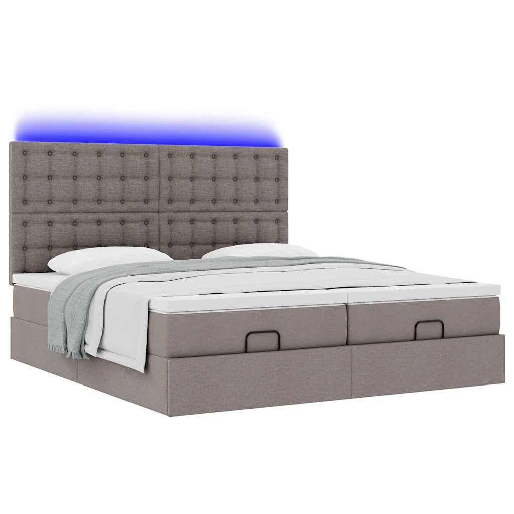 Cadre de lit ottoman avec matelas taupe 200x200cm tissu - XIOS