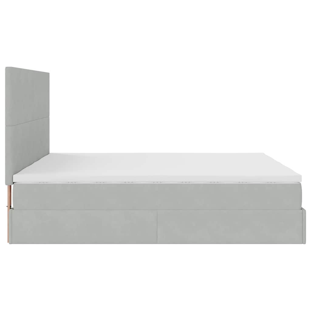 Cadre de lit ottoman et matelas gris clair 180x200cm velours - XIOS