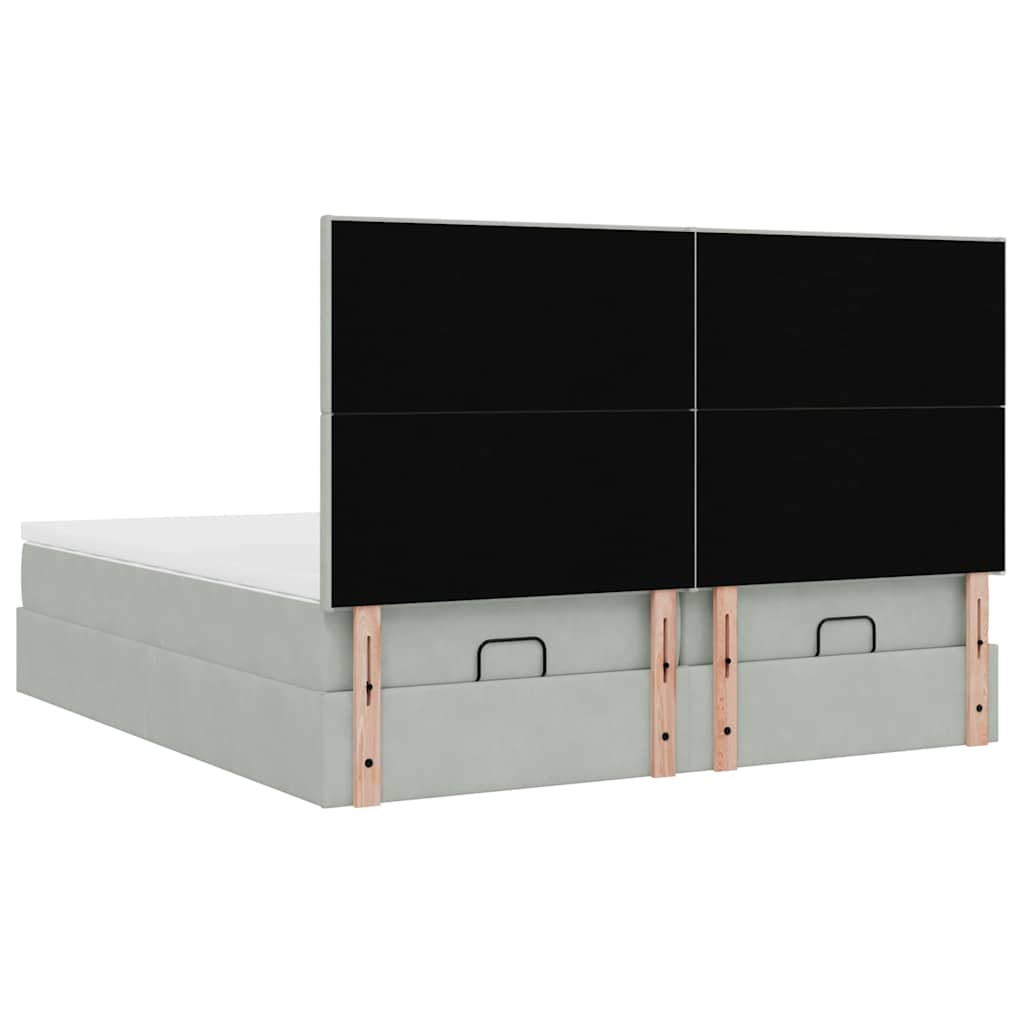 Cadre de lit ottoman et matelas gris clair 180x200cm velours - XIOS
