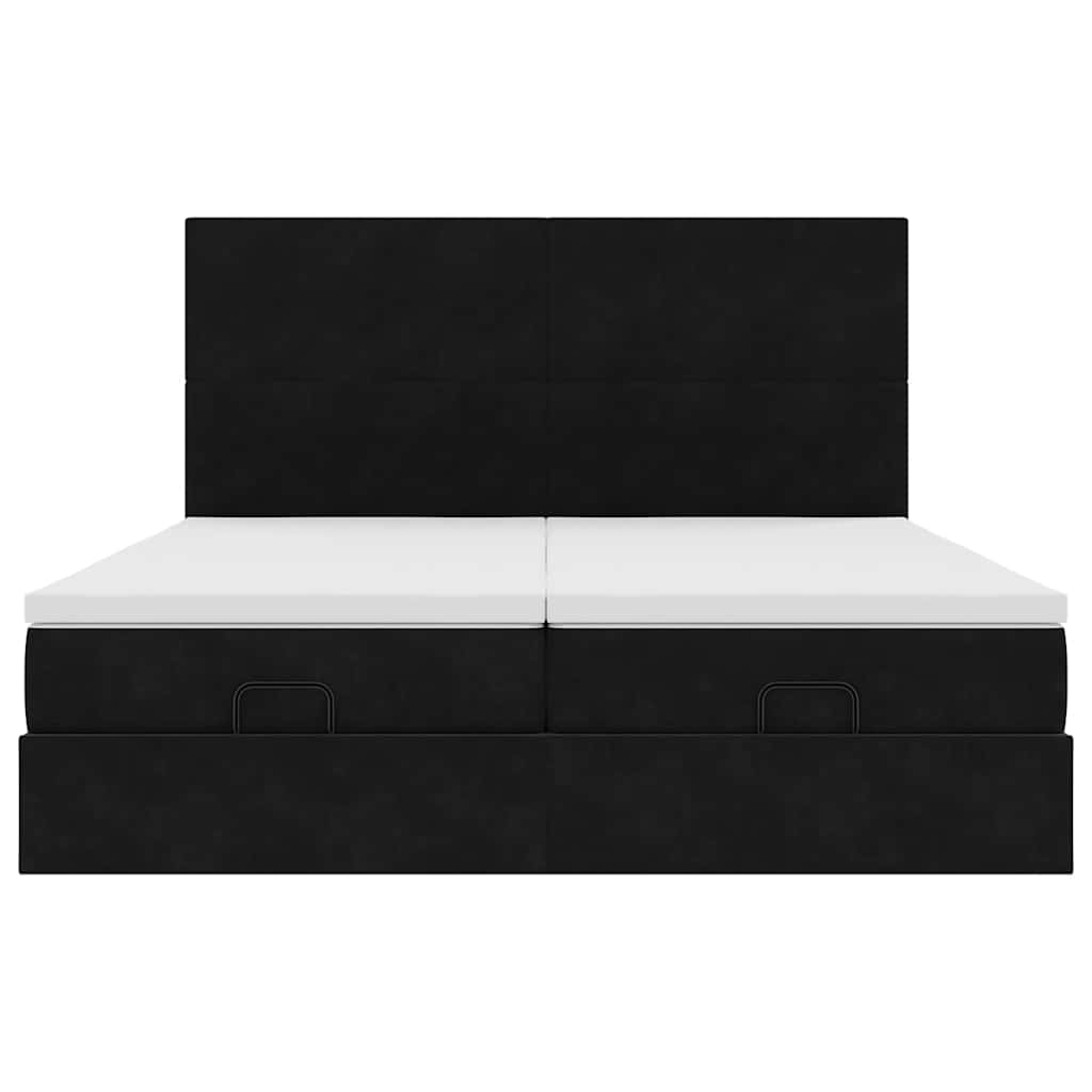 Cadre de lit ottoman avec matelas noir 180x200cm velours - XIOS