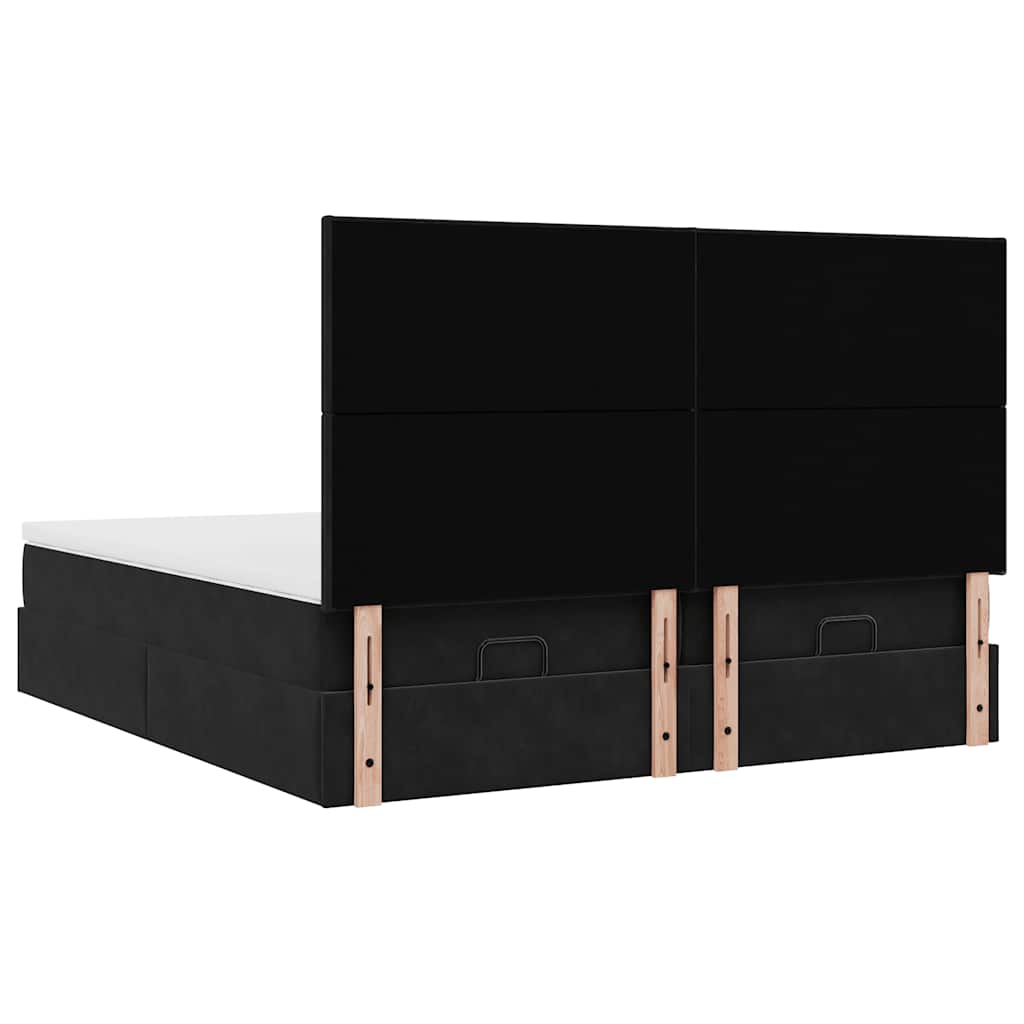 Cadre de lit ottoman avec matelas noir 180x200cm velours - XIOS
