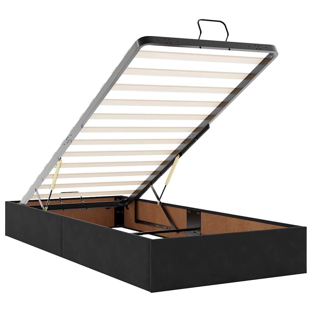 Cadre de lit ottoman avec matelas noir 180x200cm velours - XIOS