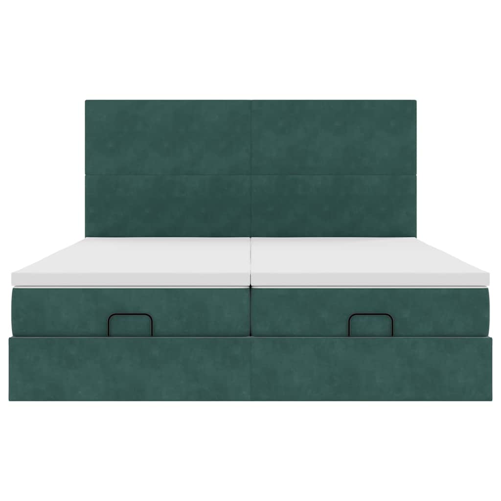 Cadre de lit ottoman avec matelas vert foncé 180x200cm velours - XIOS