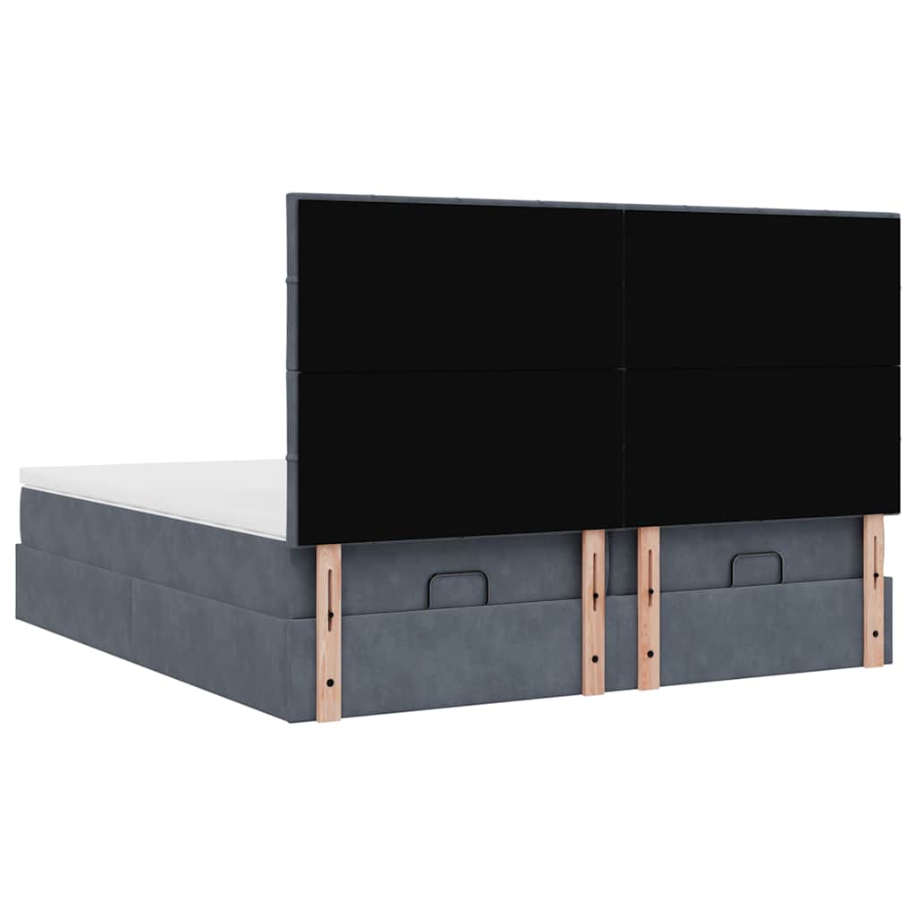 Cadre de lit ottoman avec matelas gris foncé 160x200cm velours - XIOS