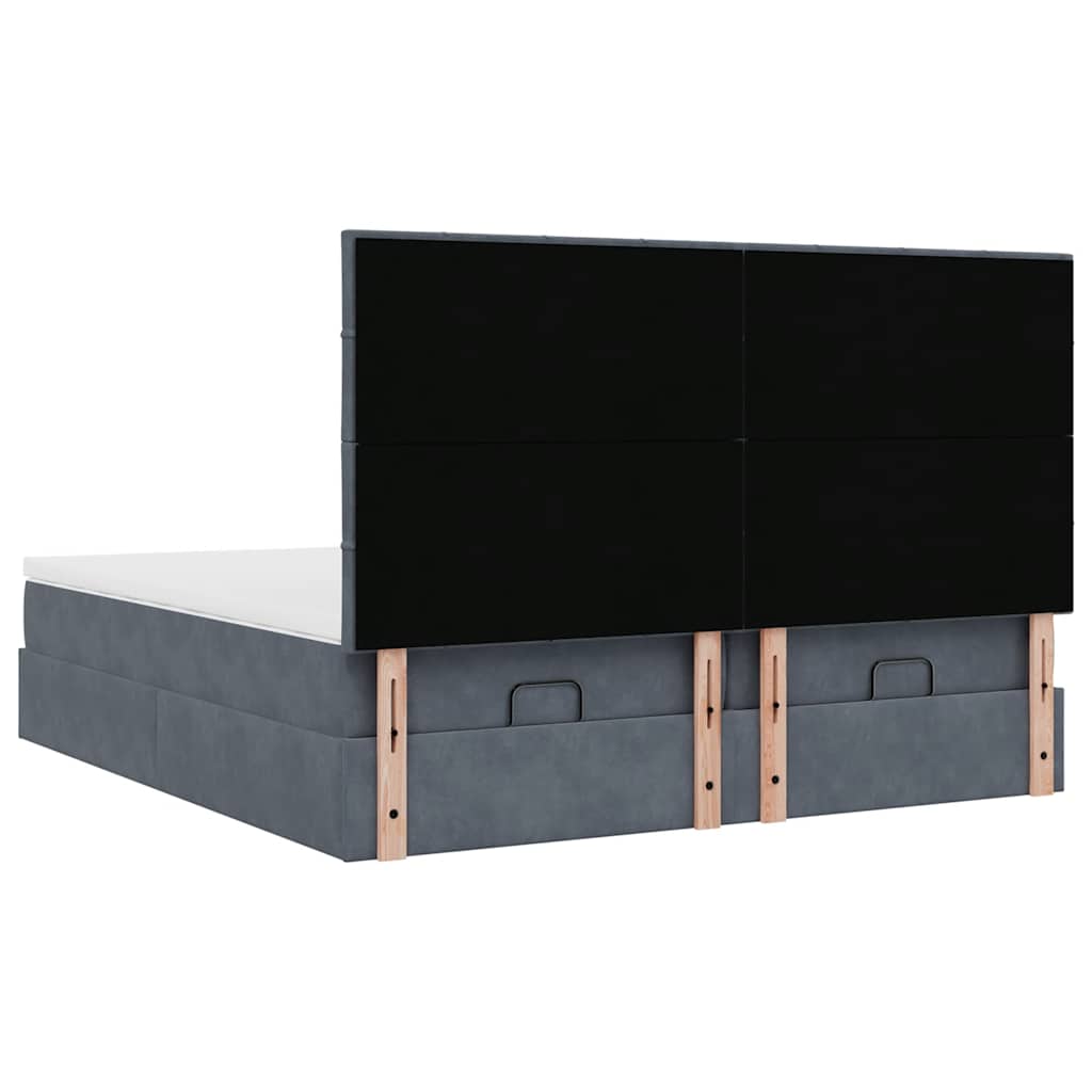 Cadre de lit ottoman avec matelas gris foncé 180x200cm velours - XIOS
