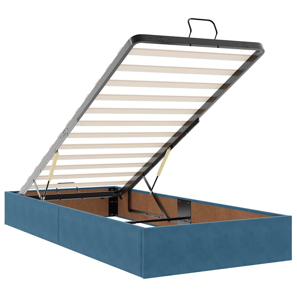 Cadre de lit ottoman avec matelas bleu foncé 180x200 cm velours - XIOS
