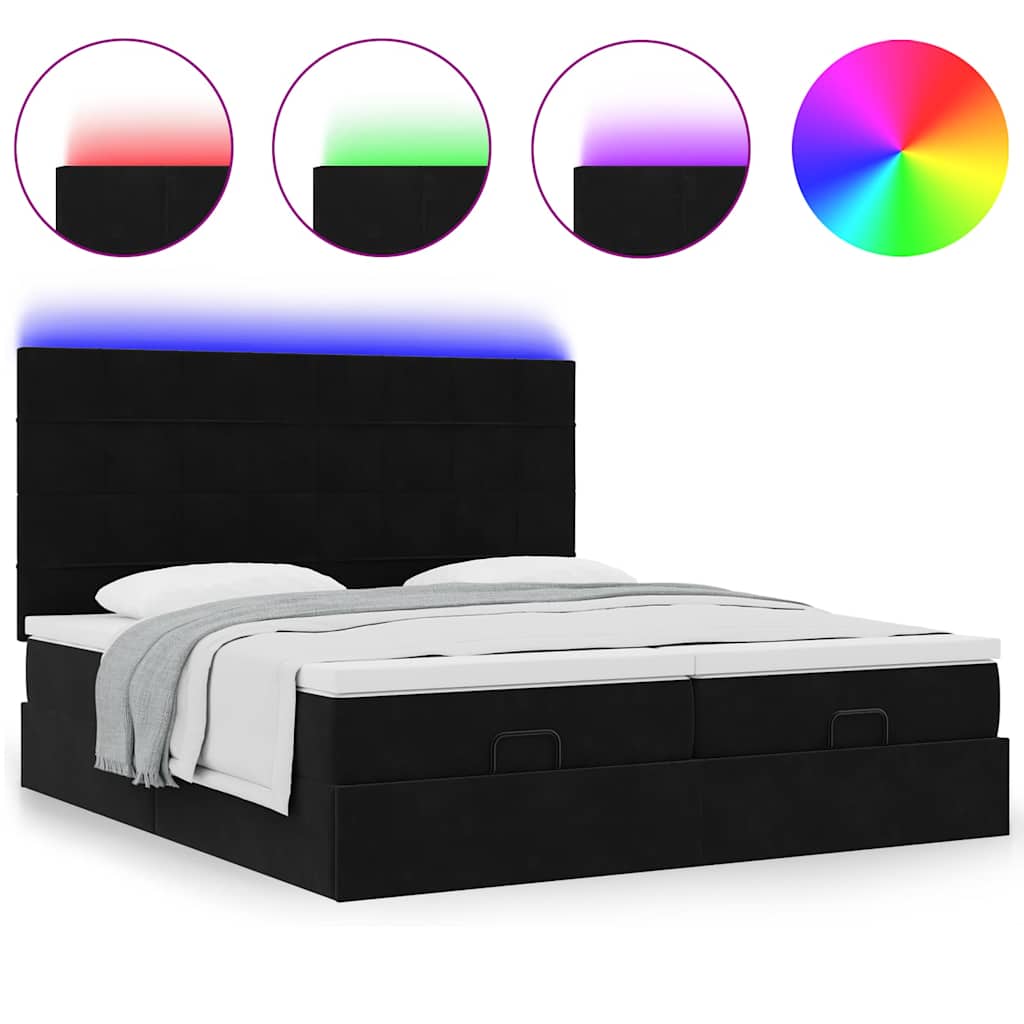 Cadre de lit ottoman avec matelas noir 200x200cm velours - XIOS