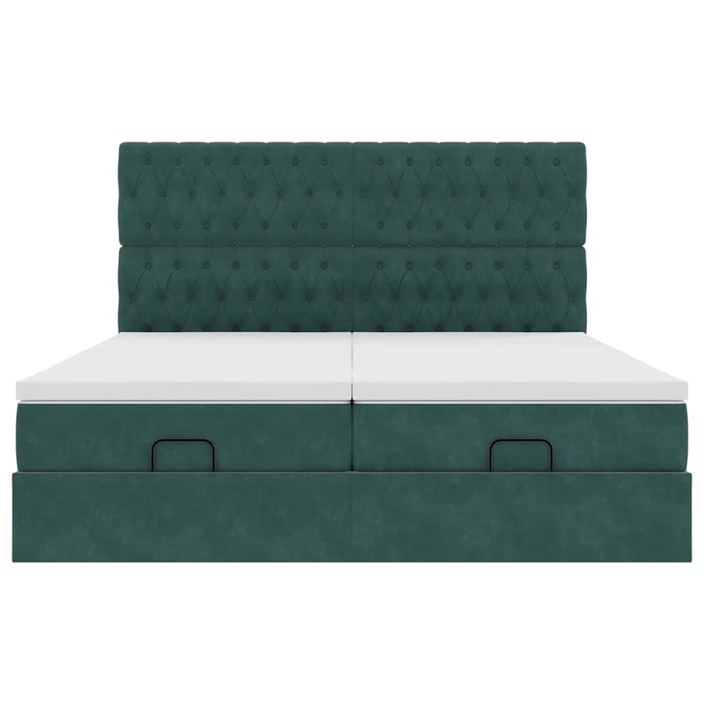 Cadre de lit ottoman avec matelas vert foncé 160x200 cm velours - XIOS