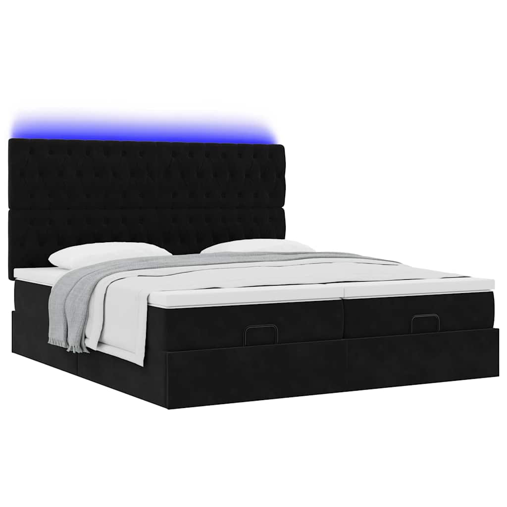 Cadre de lit ottoman avec matelas noir 200x200cm velours - XIOS