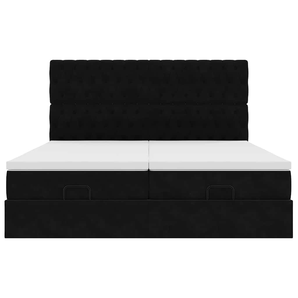 Cadre de lit ottoman avec matelas noir 200x200cm velours - XIOS