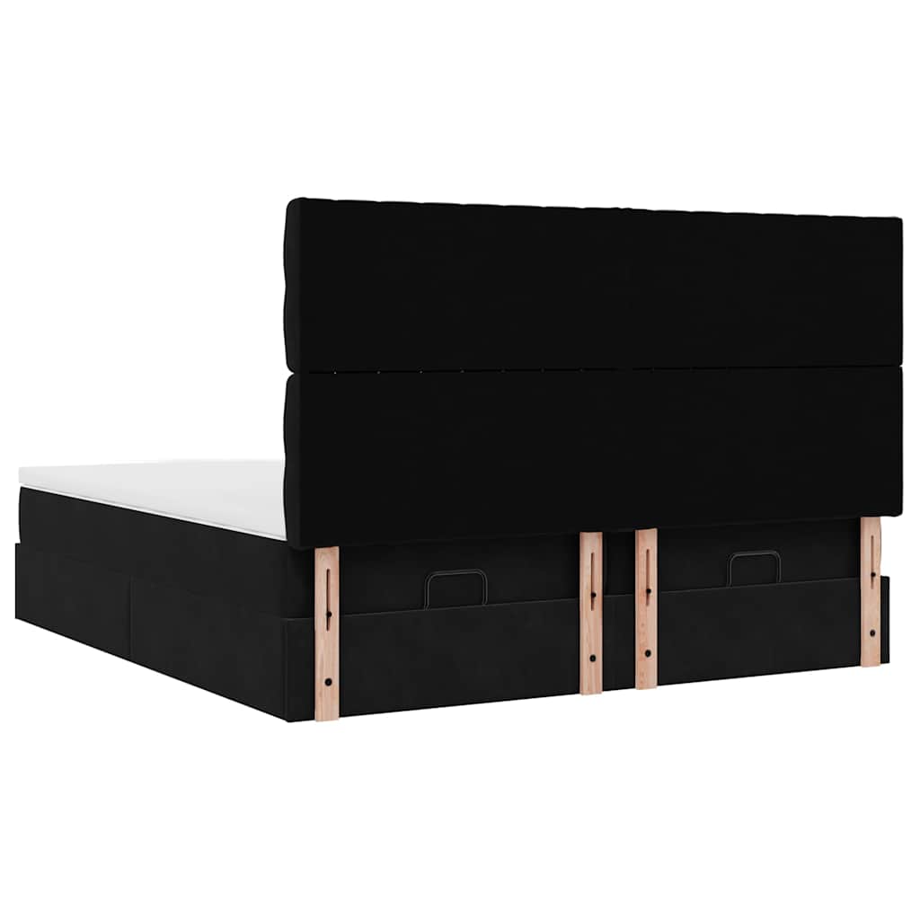 Cadre de lit ottoman avec matelas noir 200x200cm velours - XIOS