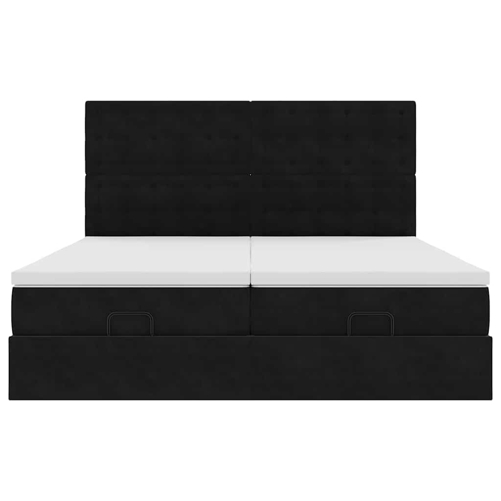 Cadre de lit ottoman avec matelas noir 160x200 cm velours - XIOS