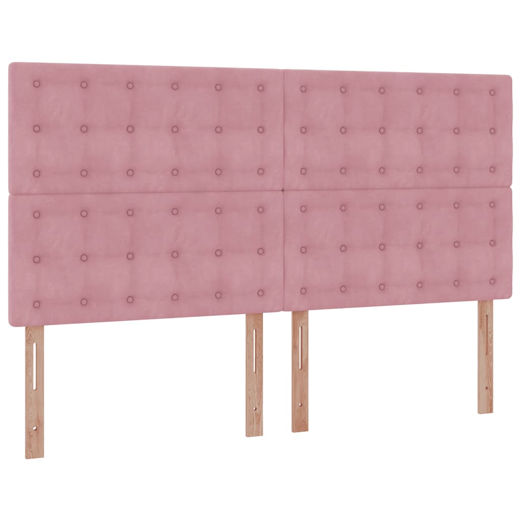 Cadre de lit ottoman avec matelas rose 160x200 cm velours - XIOS
