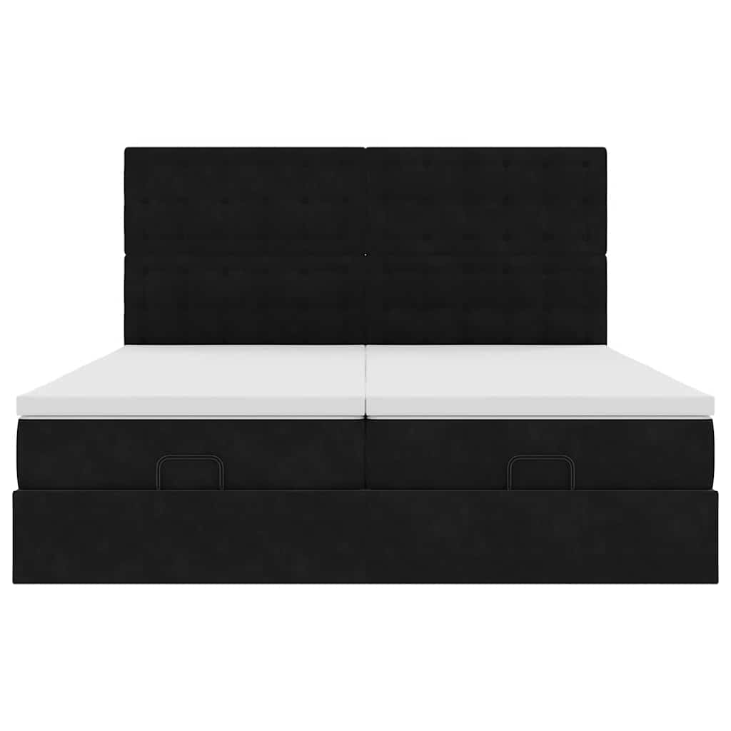 Cadre de lit ottoman avec matelas noir 180x200cm velours - XIOS