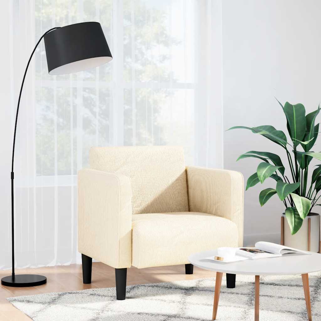 Canapé-chaise accoudoirs crème 54 cm tissu velours côtelé - XIOS