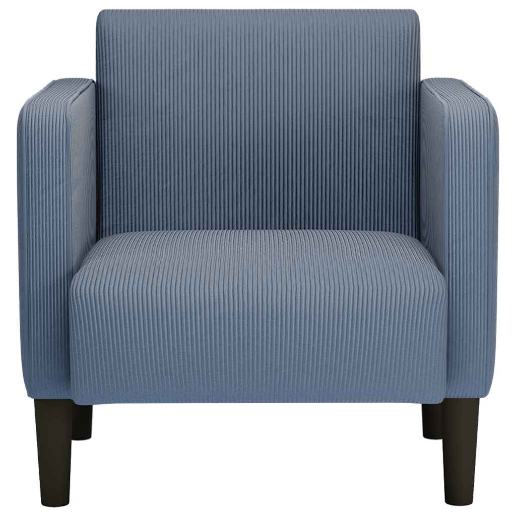 Canapé-chaise accoudoirs bleu 54 cm tissu velours côtelé - XIOS