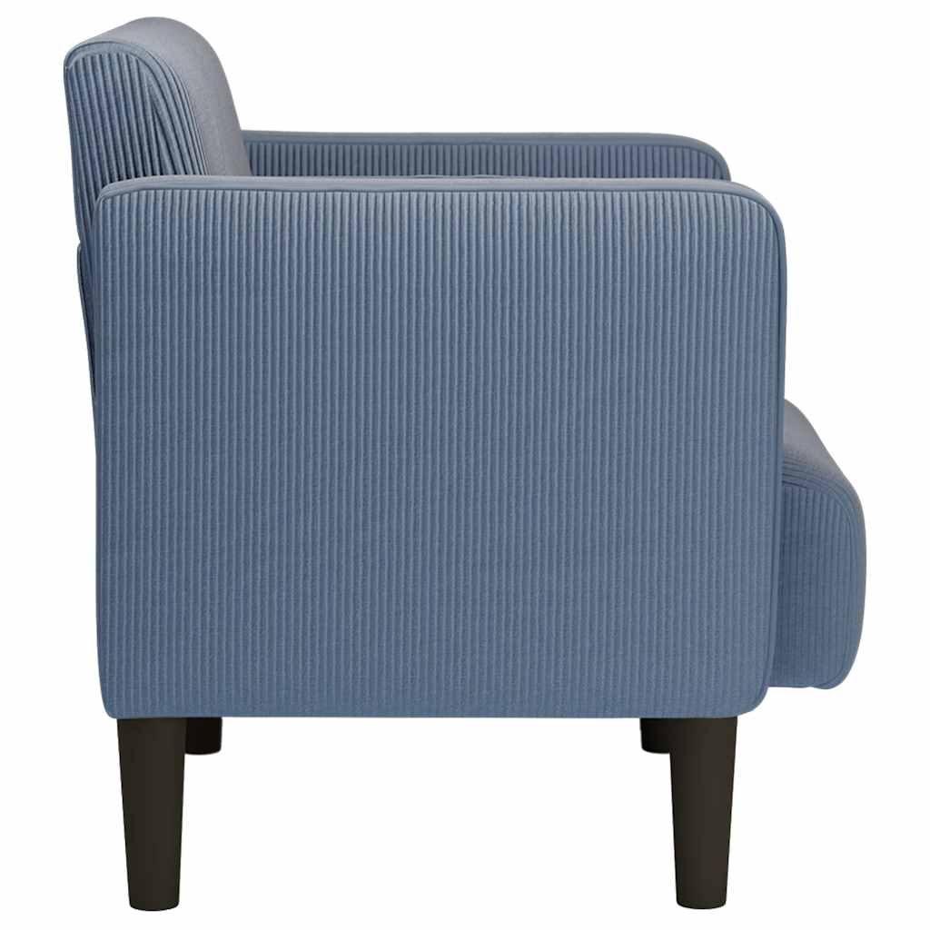 Canapé-chaise accoudoirs bleu 54 cm tissu velours côtelé - XIOS