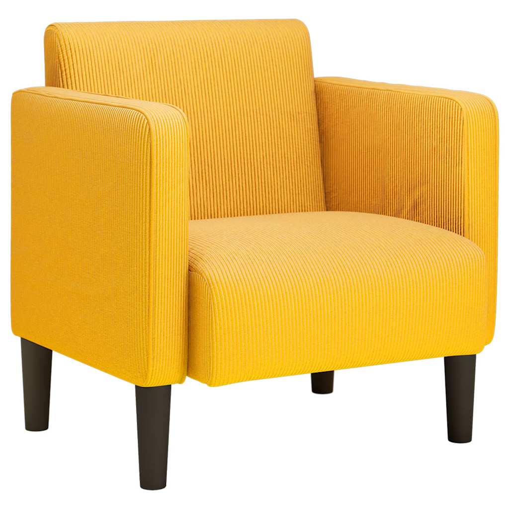 Canapé-chaise accoudoirs jaune foncé 54 cm tissu velours côtelé - XIOS