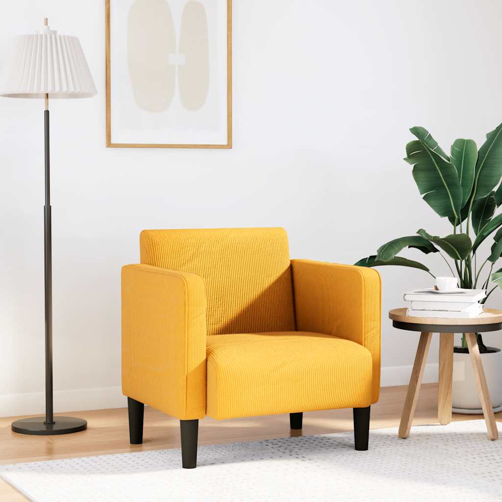 Canapé-chaise accoudoirs jaune foncé 54 cm tissu velours côtelé - XIOS