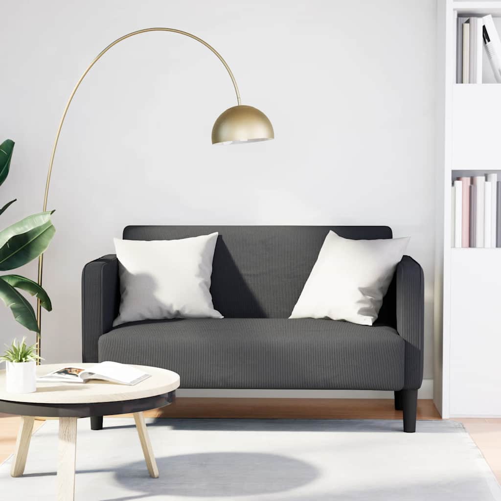 Canapé causeuse gris foncé 109 cm tissu velours côtelé - XIOS