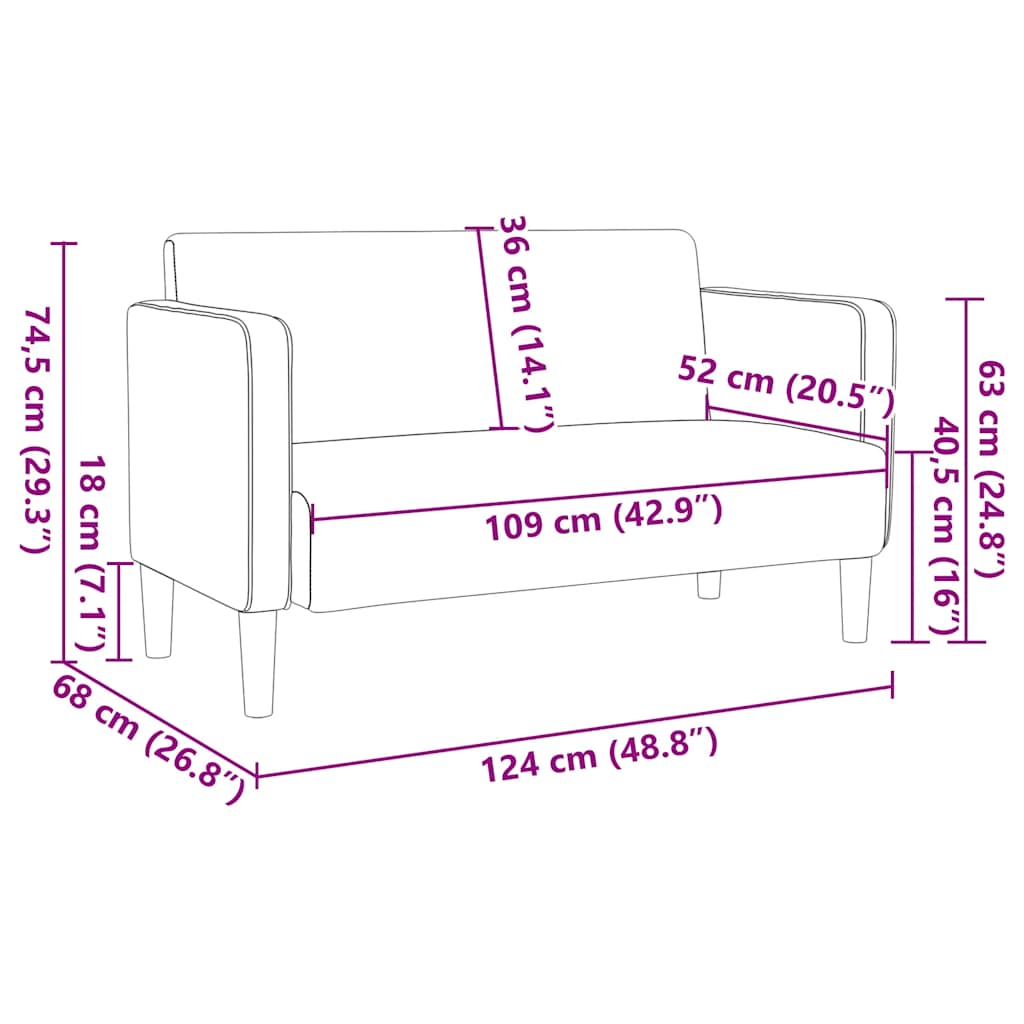 Canapé causeuse crème 109 cm tissu velours côtelé Canapés vidaXL