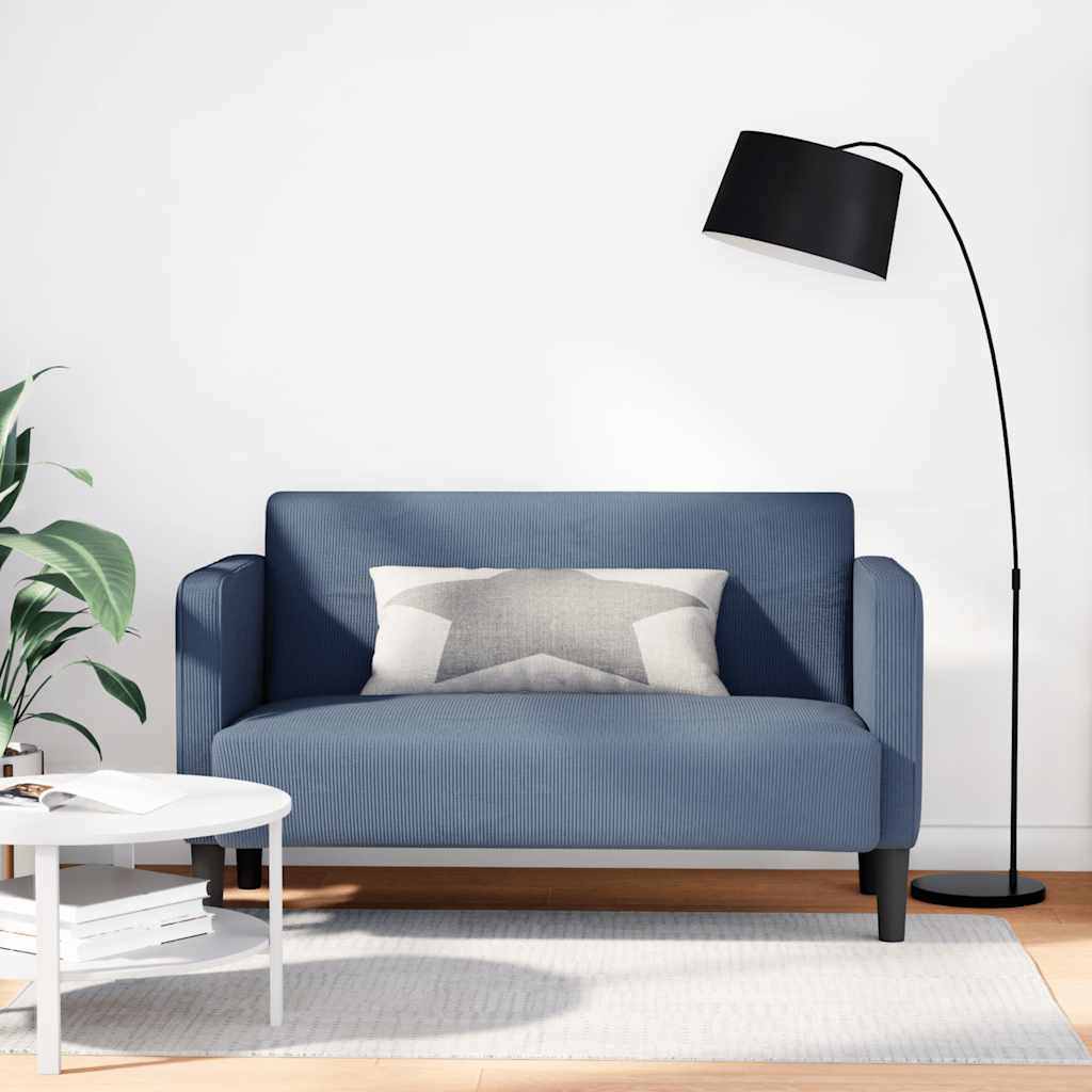 Canapé causeuse bleu 109 cm tissu velours côtelé - XIOS