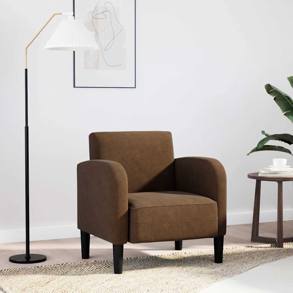 Chaise de canapé avec accoudoirs marron 54 cm similicuir - XIOS