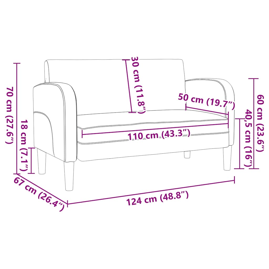 Canapé causeuse cappuccino 110 cm similicuir - XIOS