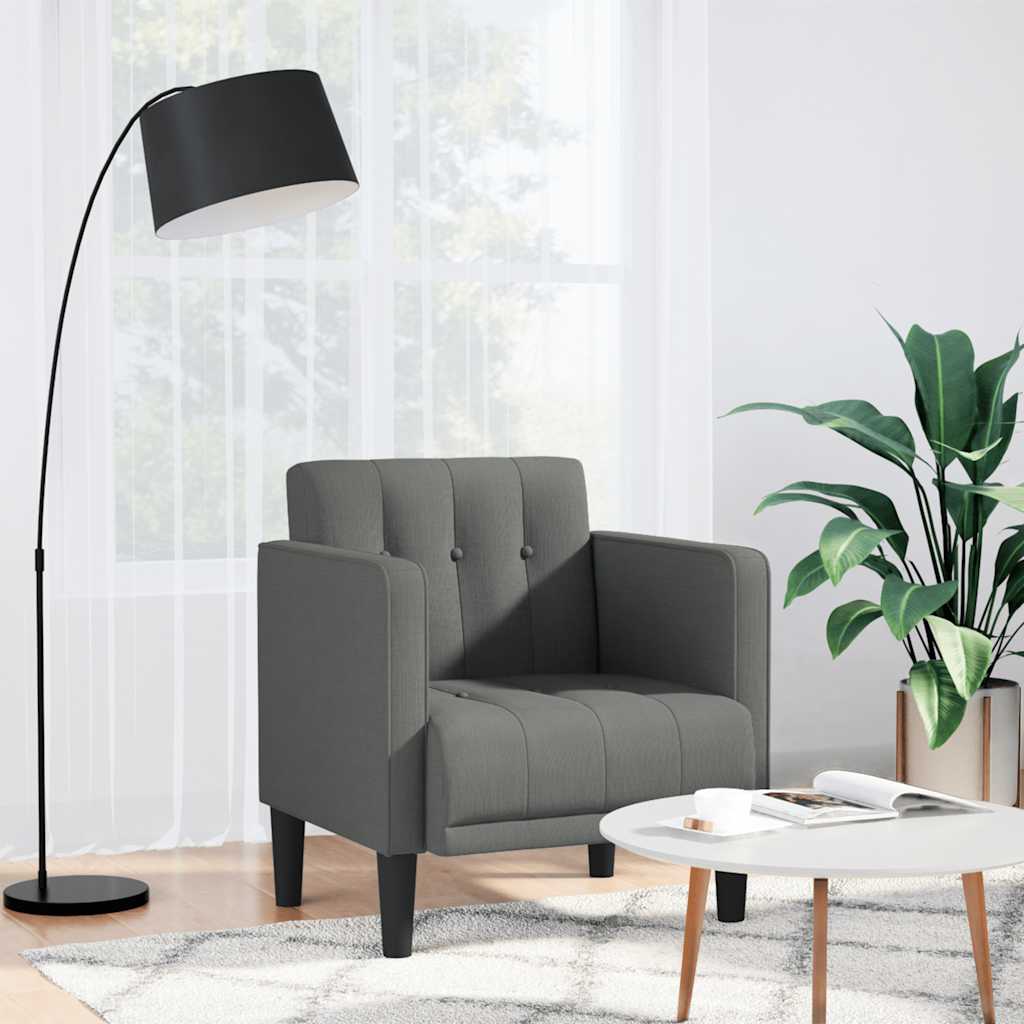 Canapé-chaise accoudoirs gris foncé 53 cm tissu - XIOS