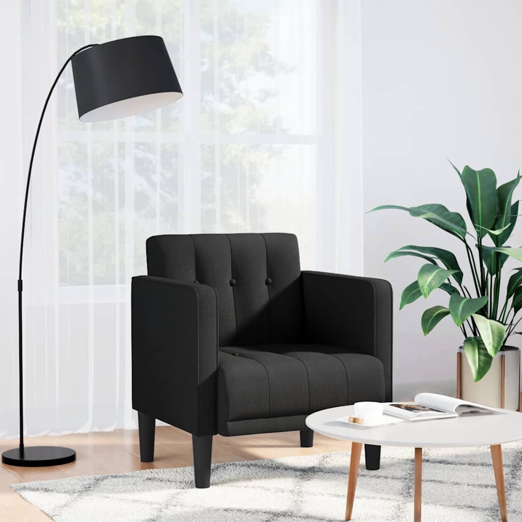 Fauteuil canapé avec accoudoirs tissu noir 53 cm - XIOS