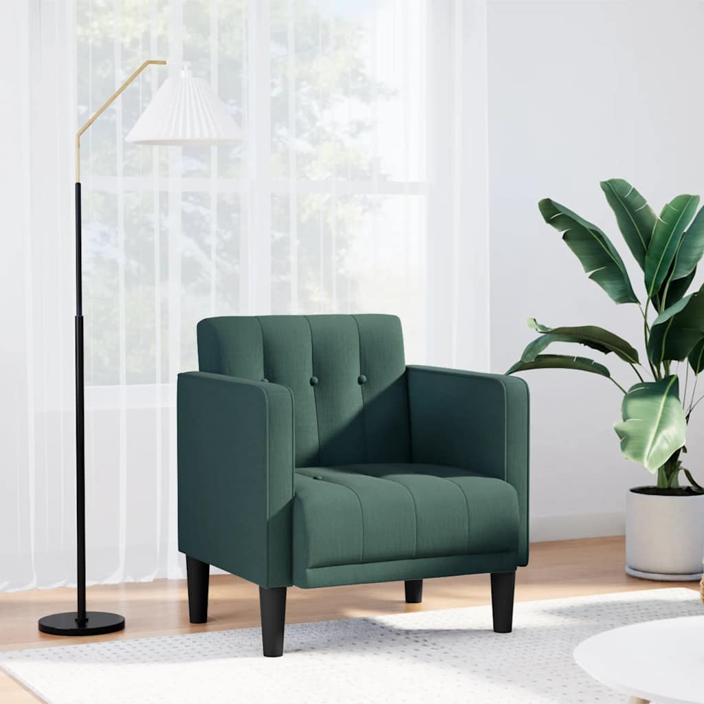 Fauteuil canapé avec accoudoirs tissu vert foncé 53 cm - XIOS
