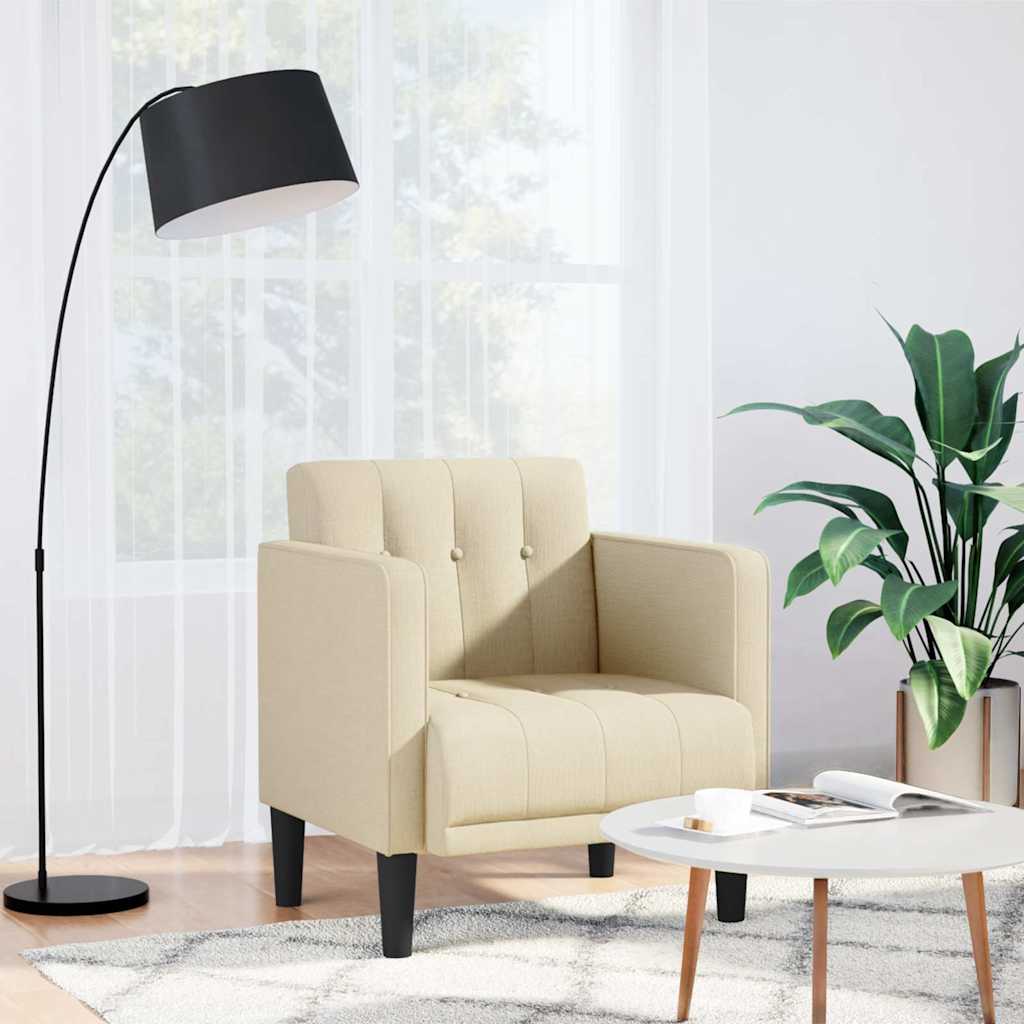 Fauteuil canapé avec accoudoirs tissu crème 53 cm - XIOS