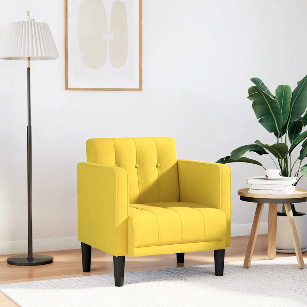 Fauteuil canapé avec accoudoirs tissu jaune clair 53 cm - XIOS