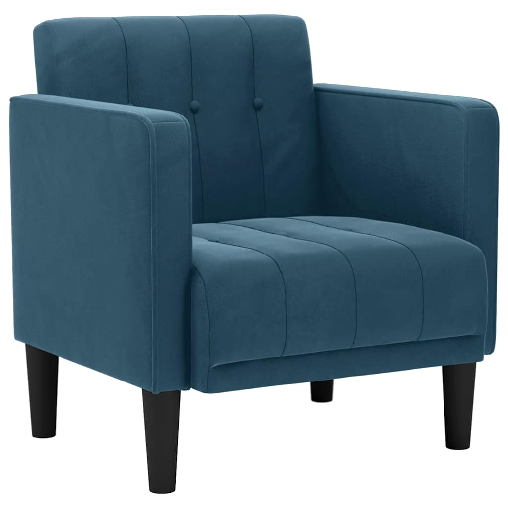 Fauteuil canapé avec accoudoirs velours bleu 53 cm - XIOS