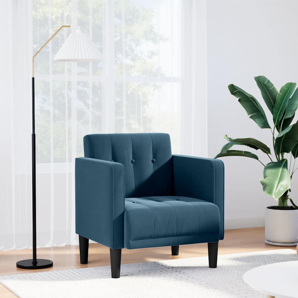 Fauteuil canapé avec accoudoirs velours bleu 53 cm - XIOS