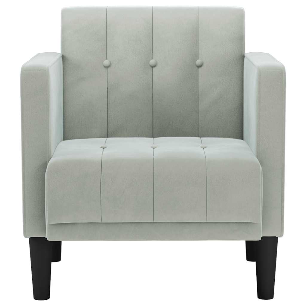 Fauteuil avec accoudoirs gris clair 53 cm velours - XIOS