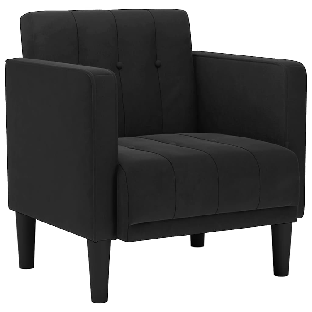 Fauteuil canapé avec accoudoirs velours noir 53 cm - XIOS