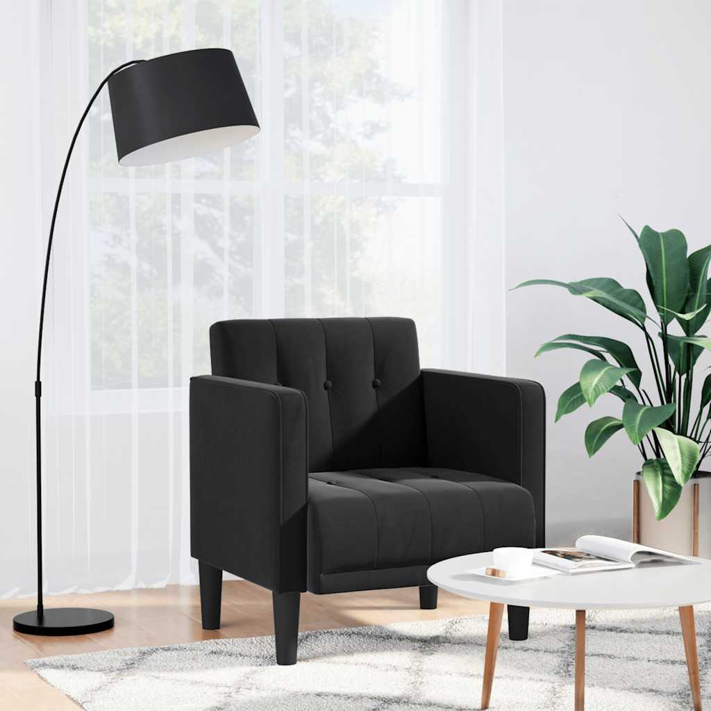 Fauteuil canapé avec accoudoirs velours noir 53 cm - XIOS