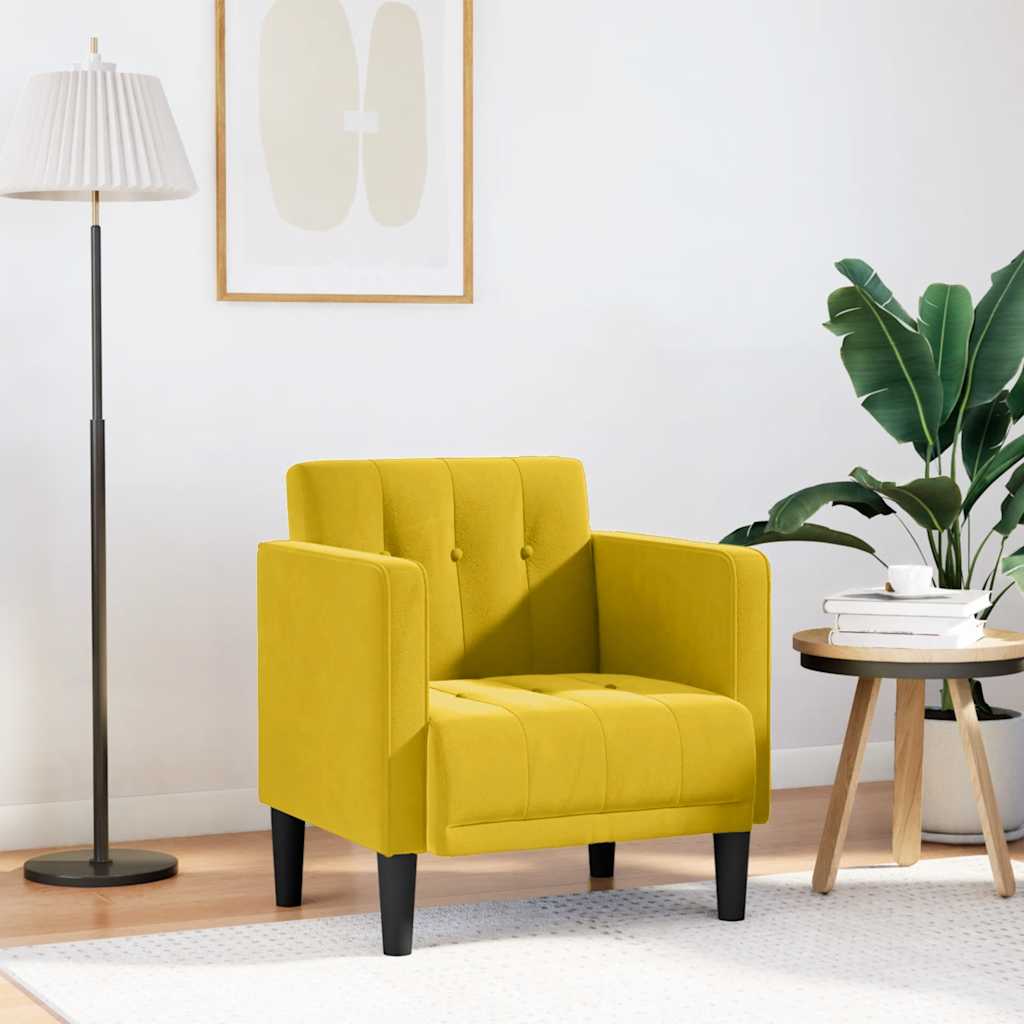 Fauteuil avec accoudoirs velours jaune 53 cm - XIOS