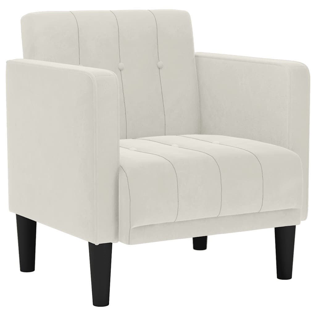 Fauteuil canapé avec accoudoirs couleur crème 53 cm velours - XIOS