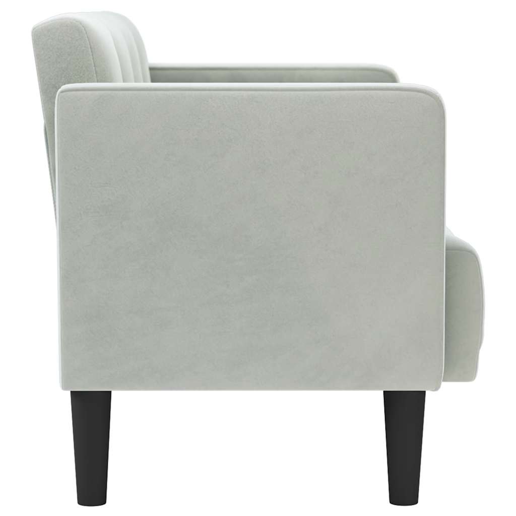 Canapé deux places gris clair 111 cm velours - XIOS