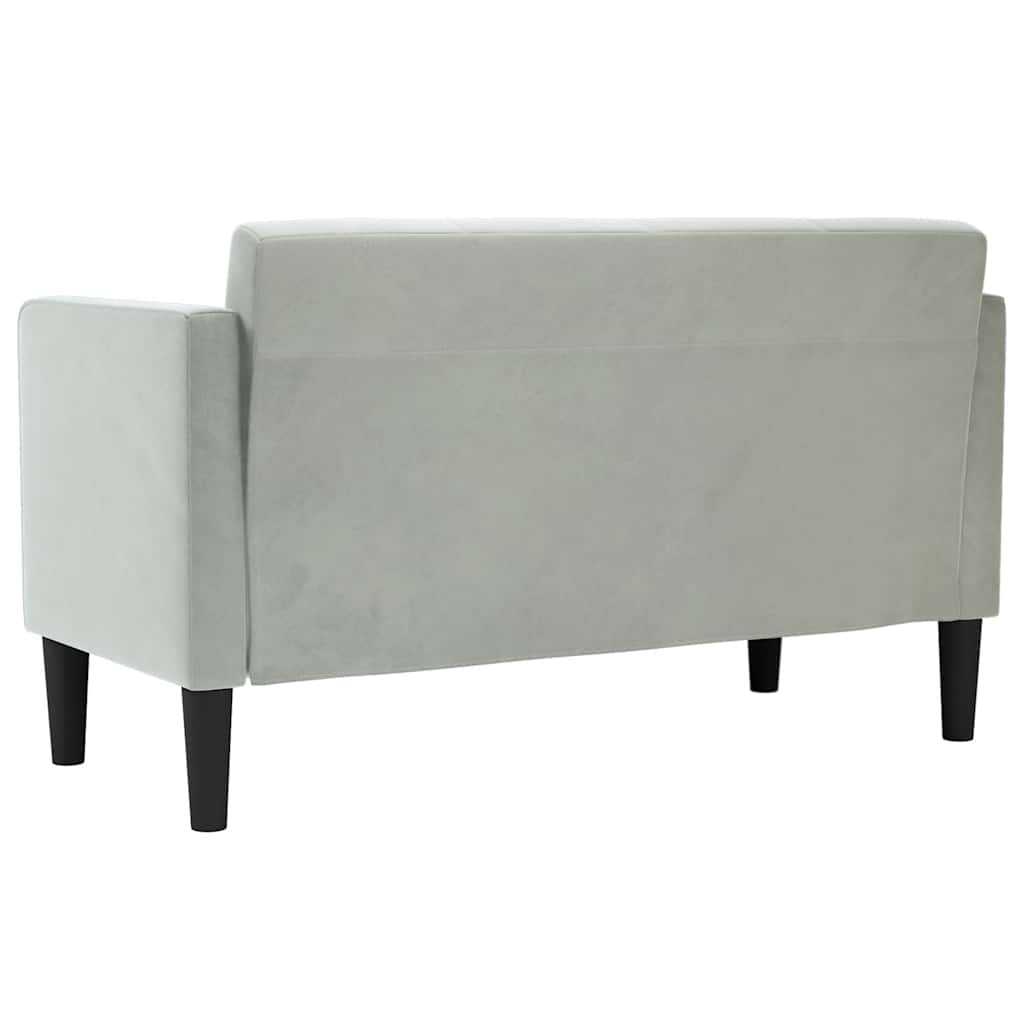 Canapé deux places gris clair 111 cm velours - XIOS