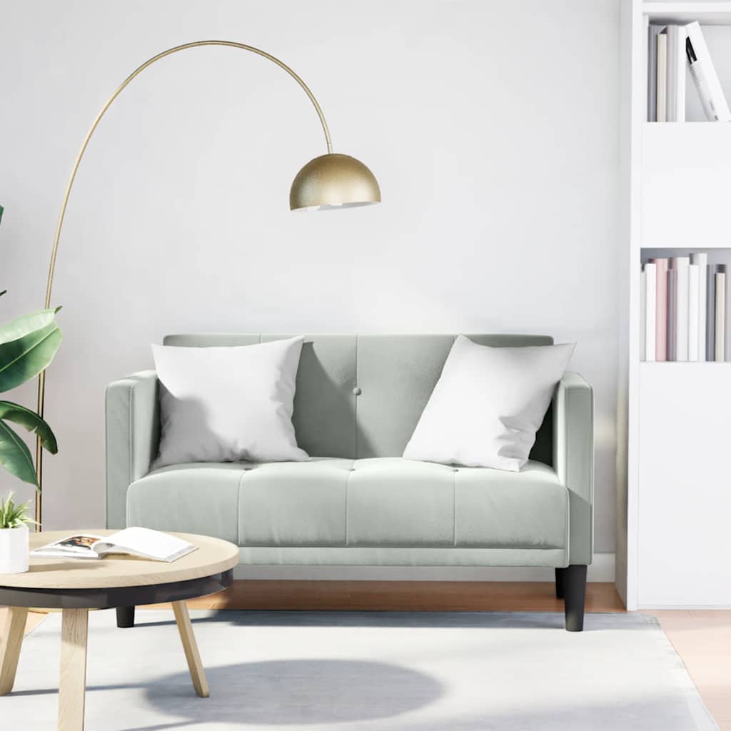 Canapé deux places gris clair 111 cm velours - XIOS