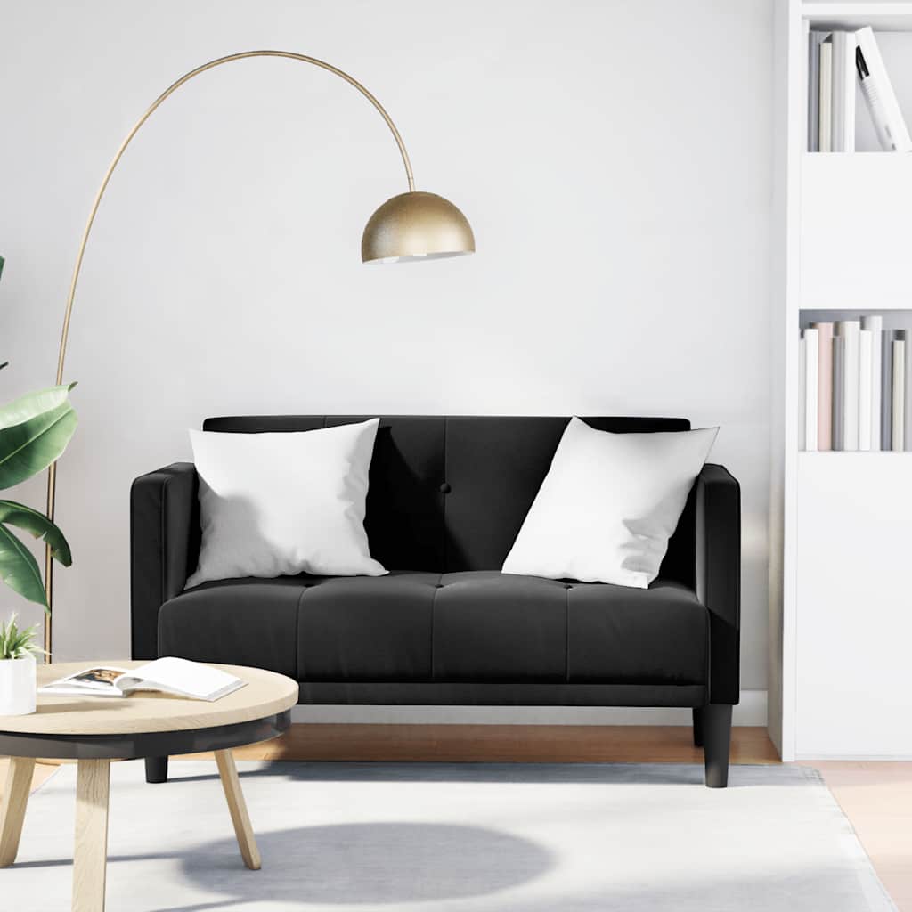 Canapé deux places noir 111 cm velours - XIOS