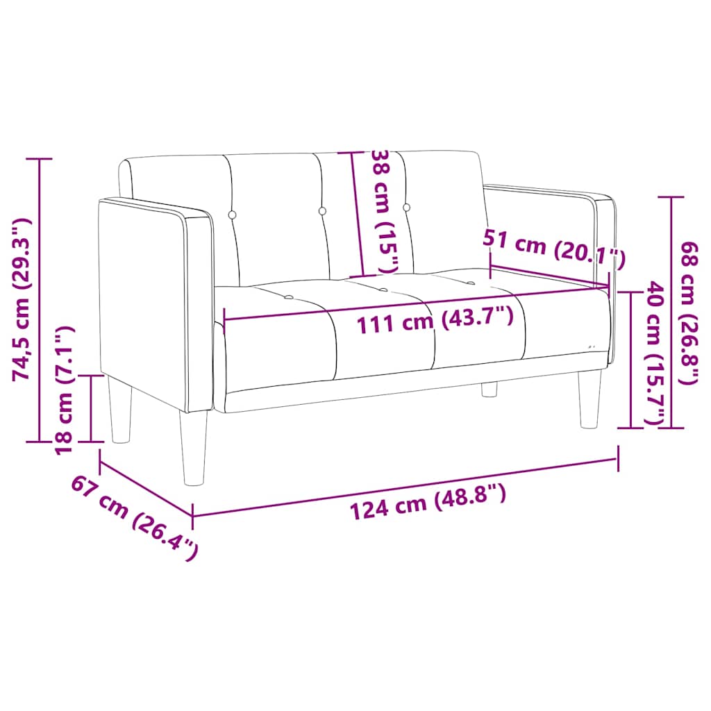 Canapé deux places Crème 111 cm Velours - XIOS